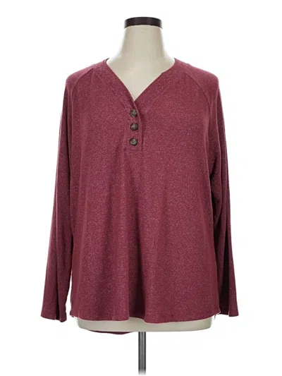 Pre-owned St. John's Bay Long Sleeve Henley Shirt In Burgundy