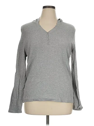 Pre-owned St. John's Bay Long Sleeve Henley Shirt In Gray