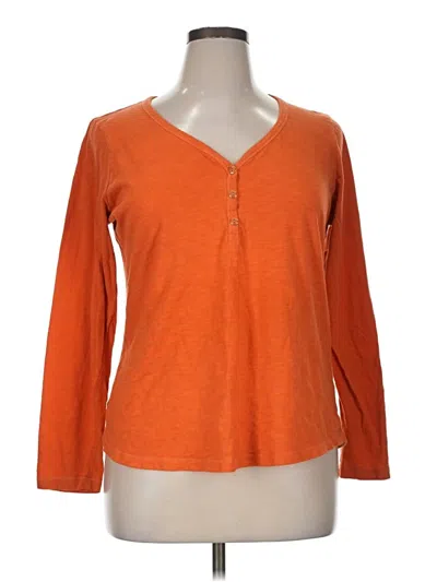 Pre-owned St. John's Bay Long Sleeve Henley Shirt In Orange