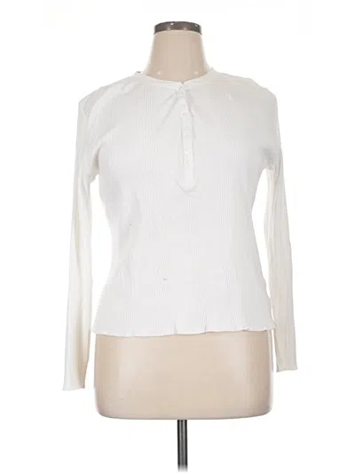 Pre-owned St. John's Bay Long Sleeve Polo Shirt In Ivory