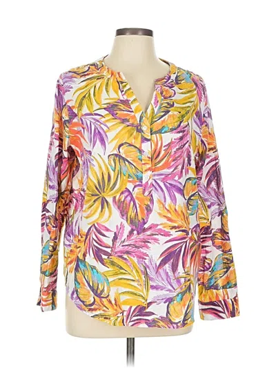 Pre-owned St. John's Bay Long Sleeve Polo Shirt In Purple