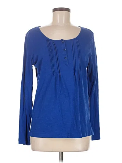 Pre-owned St. John's Bay Long Sleeve Top Blue Scoop Neck Tops