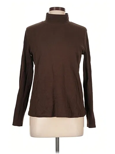 Pre-owned St. John's Bay Long Sleeve Top Brown Turtleneck Tops