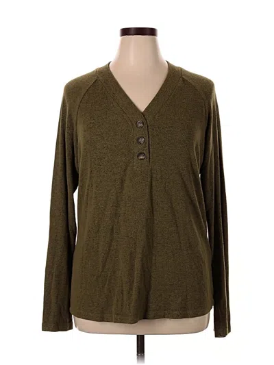 Pre-owned St. John's Bay Long Sleeve Top Brown V-neck Tops