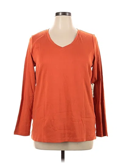 St. John's Bay Long Sleeve Top Orange V Neck Tops