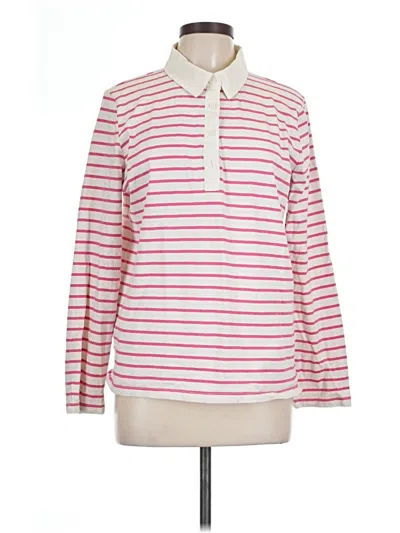 Pre-owned St. John's Bay Long Sleeve Top Pink Collared Neckline Tops