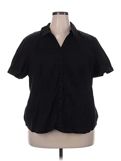 Pre-owned St. John's Bay Short Sleeve Blouse In Black