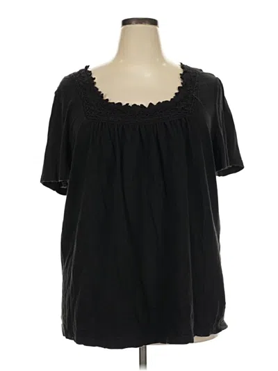 Pre-owned St. John's Bay Short Sleeve Blouse In Black