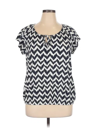 Pre-owned St. John's Bay Short Sleeve Blouse In Blue