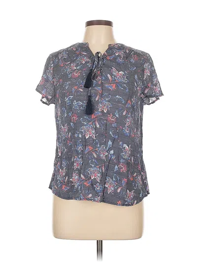 Pre-owned St. John's Bay Short Sleeve Blouse In Blue