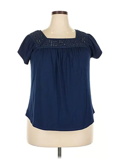 Pre-owned St. John's Bay Short Sleeve Blouse In Blue