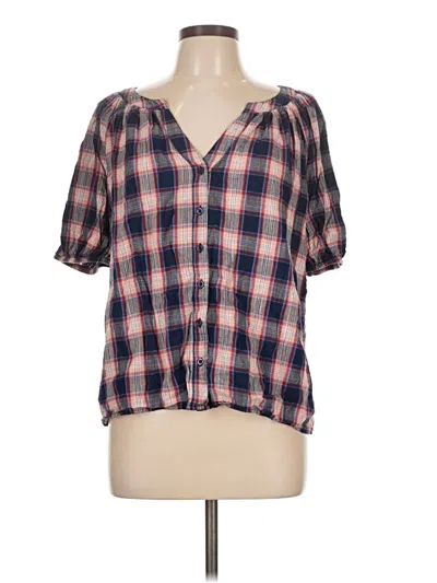 Pre-owned St. John's Bay Short Sleeve Blouse In Blue