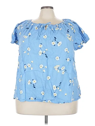Pre-owned St. John's Bay Short Sleeve Blouse In Blue