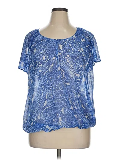 Pre-owned St. John's Bay Short Sleeve Blouse In Blue