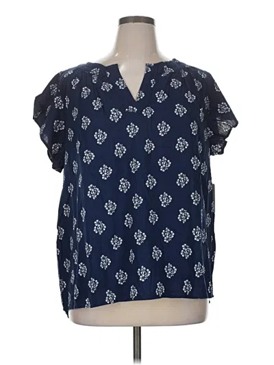 St. John's Bay Short Sleeve Blouse In Blue