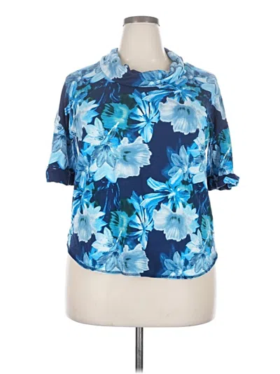 Pre-owned St. John's Bay Short Sleeve Blouse In Blue