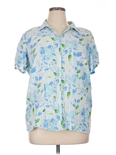 Pre-owned St. John's Bay Short Sleeve Blouse In Blue
