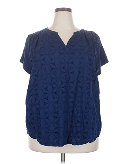 Pre-owned St. John's Bay Short Sleeve Blouse In Blue