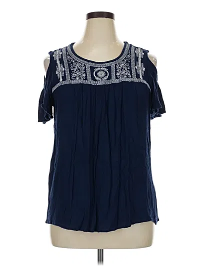 Pre-owned St. John's Bay Short Sleeve Blouse In Blue
