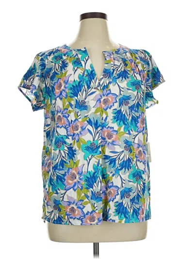 St. John's Bay Short Sleeve Blouse In Blue