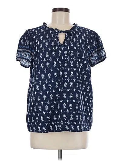 Pre-owned St. John's Bay Short Sleeve Blouse In Blue