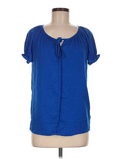 Pre-owned St. John's Bay Short Sleeve Blouse In Blue