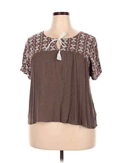 Pre-owned St. John's Bay Short Sleeve Blouse In Brown