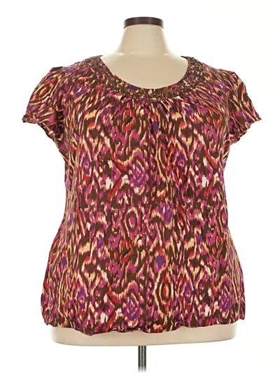 Pre-owned St. John's Bay Short Sleeve Blouse In Burgundy