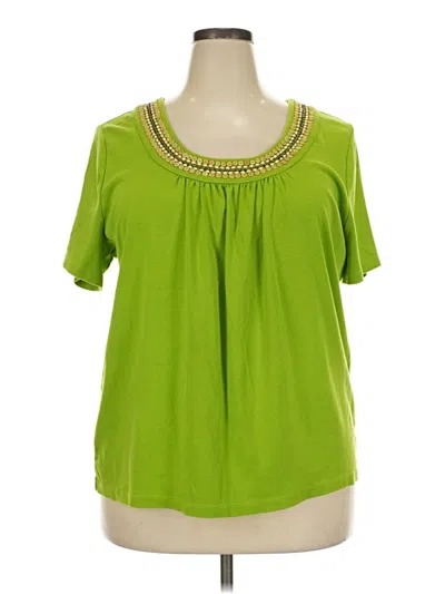 Pre-owned St. John's Bay Short Sleeve Blouse In Green