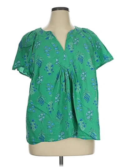 Pre-owned St. John's Bay Short Sleeve Blouse In Green