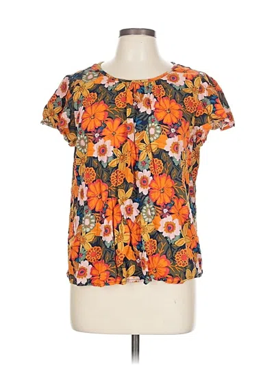 Pre-owned St. John's Bay Short Sleeve Blouse In Orange