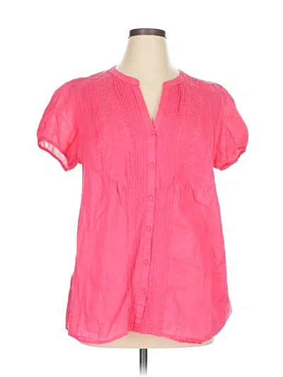 Pre-owned St. John's Bay Short Sleeve Blouse In Pink
