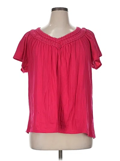 Pre-owned St. John's Bay Short Sleeve Blouse In Pink