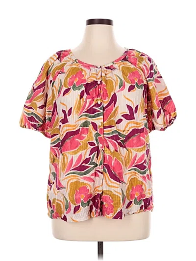 Pre-owned St. John's Bay Short Sleeve Blouse In Pink