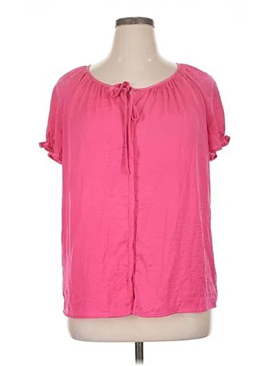 Pre-owned St. John's Bay Short Sleeve Blouse In Pink