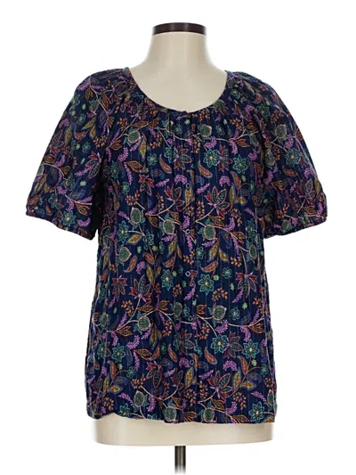 Pre-owned St. John's Bay Short Sleeve Blouse In Purple