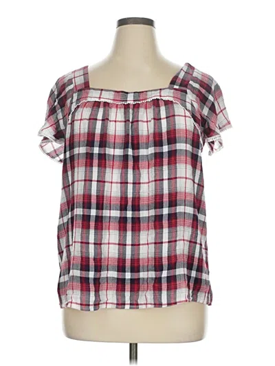Pre-owned St. John's Bay Short Sleeve Blouse In Red