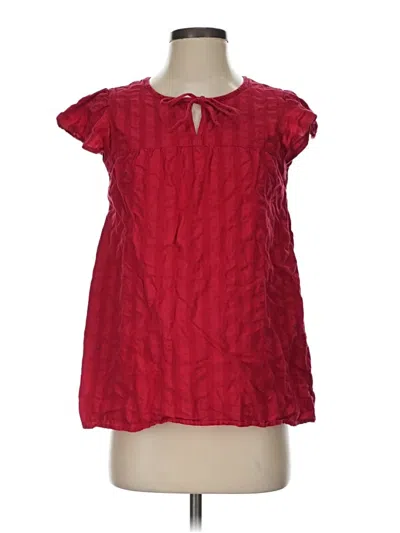 Pre-owned St. John's Bay Short Sleeve Blouse In Red