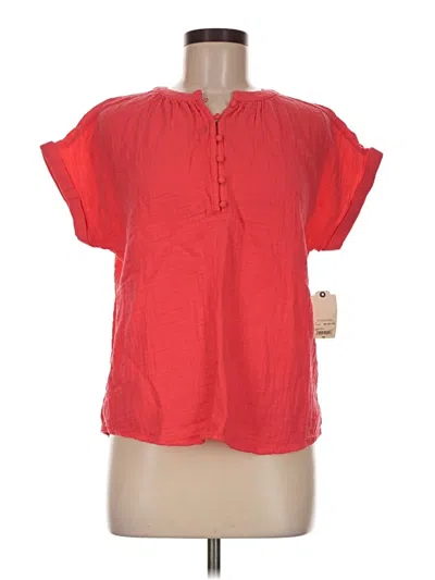 Pre-owned St. John's Bay Short Sleeve Blouse In Red