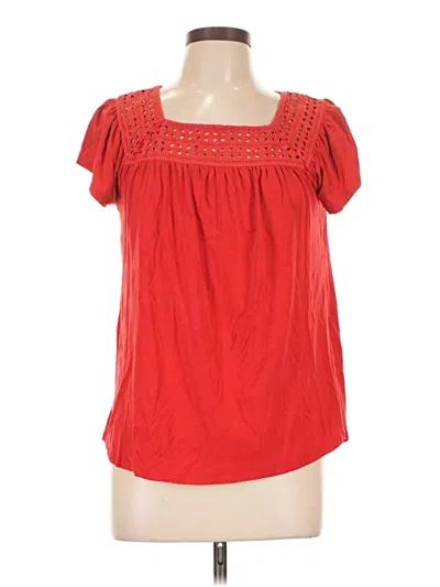 Pre-owned St. John's Bay Short Sleeve Blouse In Red
