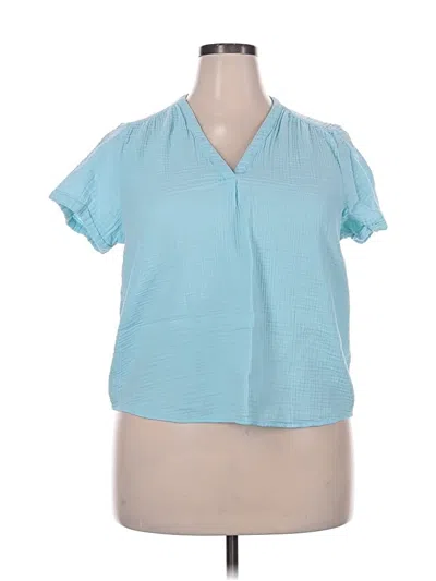 Pre-owned St. John's Bay Short Sleeve Blouse In Teal