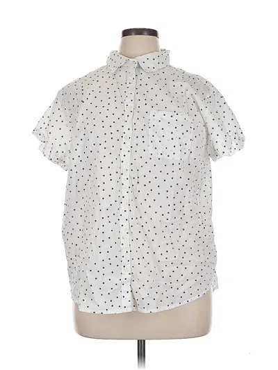 Pre-owned St. John's Bay Short Sleeve Blouse In White