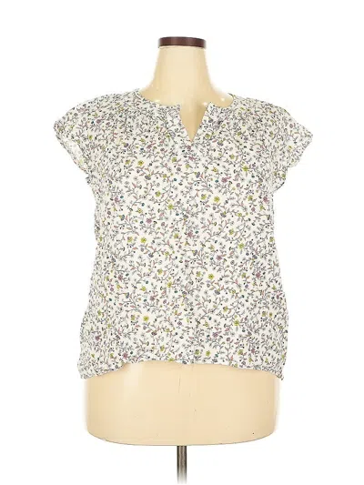 Pre-owned St. John's Bay Short Sleeve Blouse In White