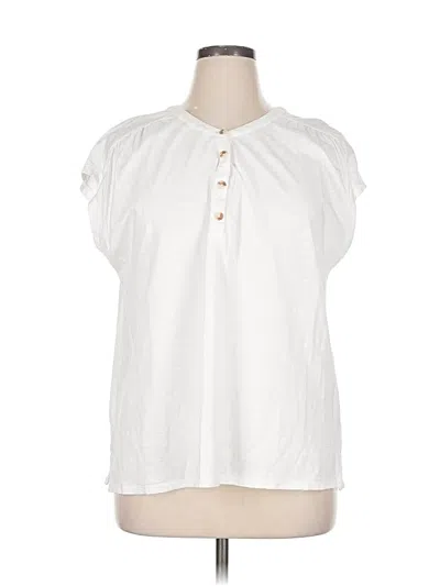 Pre-owned St. John's Bay Short Sleeve Blouse In White