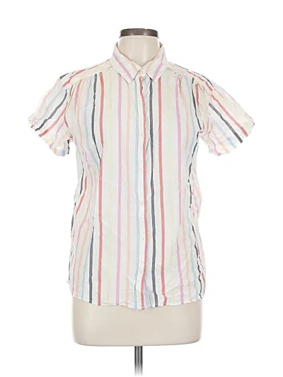 Pre-owned St. John's Bay Short Sleeve Blouse In White