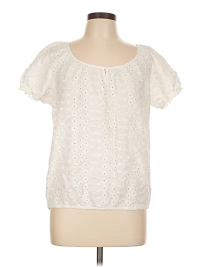 Pre-owned St. John's Bay Short Sleeve Blouse In White