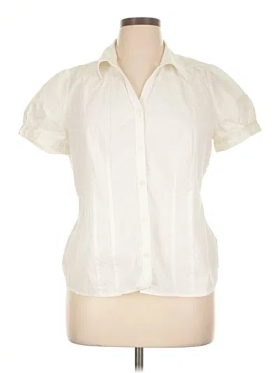 Pre-owned St. John's Bay Short Sleeve Blouse In White