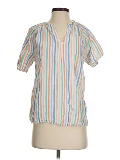 Pre-owned St. John's Bay Short Sleeve Blouse In White