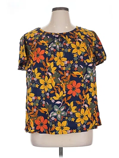 Pre-owned St. John's Bay Short Sleeve Blouse In Yellow