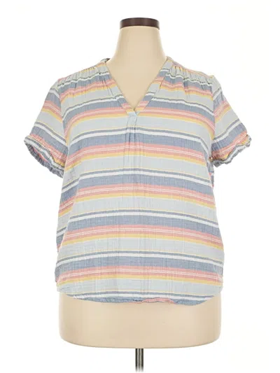 Pre-owned St. John's Bay Short Sleeve Henley Shirt In Blue